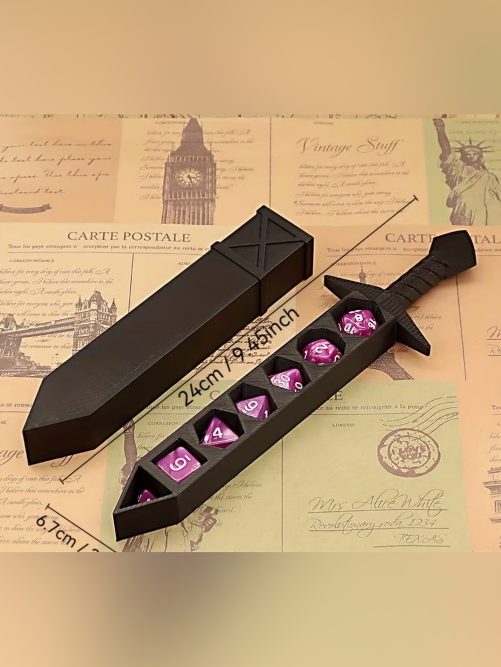 Unbranded Magic the Gathering Dungeons & Dragons 7 Dice Sword Case DND 9.5” NEW
